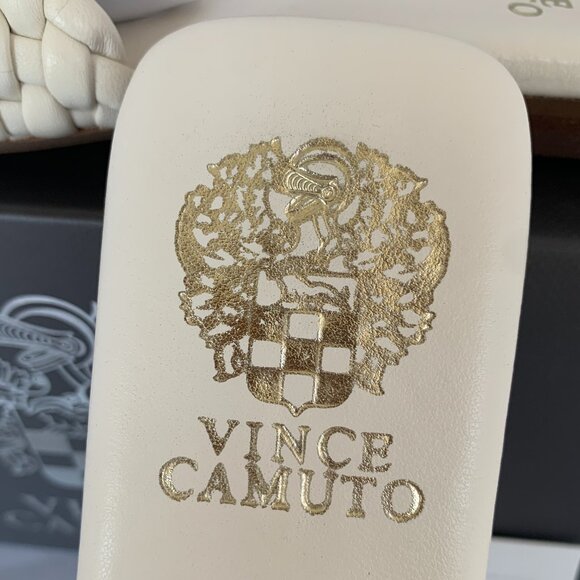 NWT Vince Camuto Leather Quilted Slide Sandals Creamy White- Arissa - Picture 4 of 6